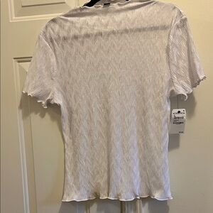 Nordstrom White Textured Short Sleeve Tee by Halogen Size M